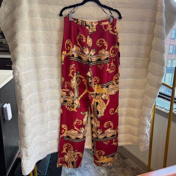 Baroque Print Red Pants - Picture 3 of 8